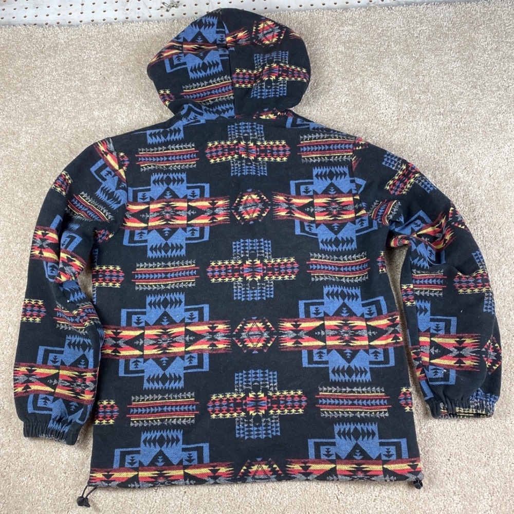 Native Fleece Aztec Print Hoodie Pullover Men's Size L Geometric - Picture 8 of 8